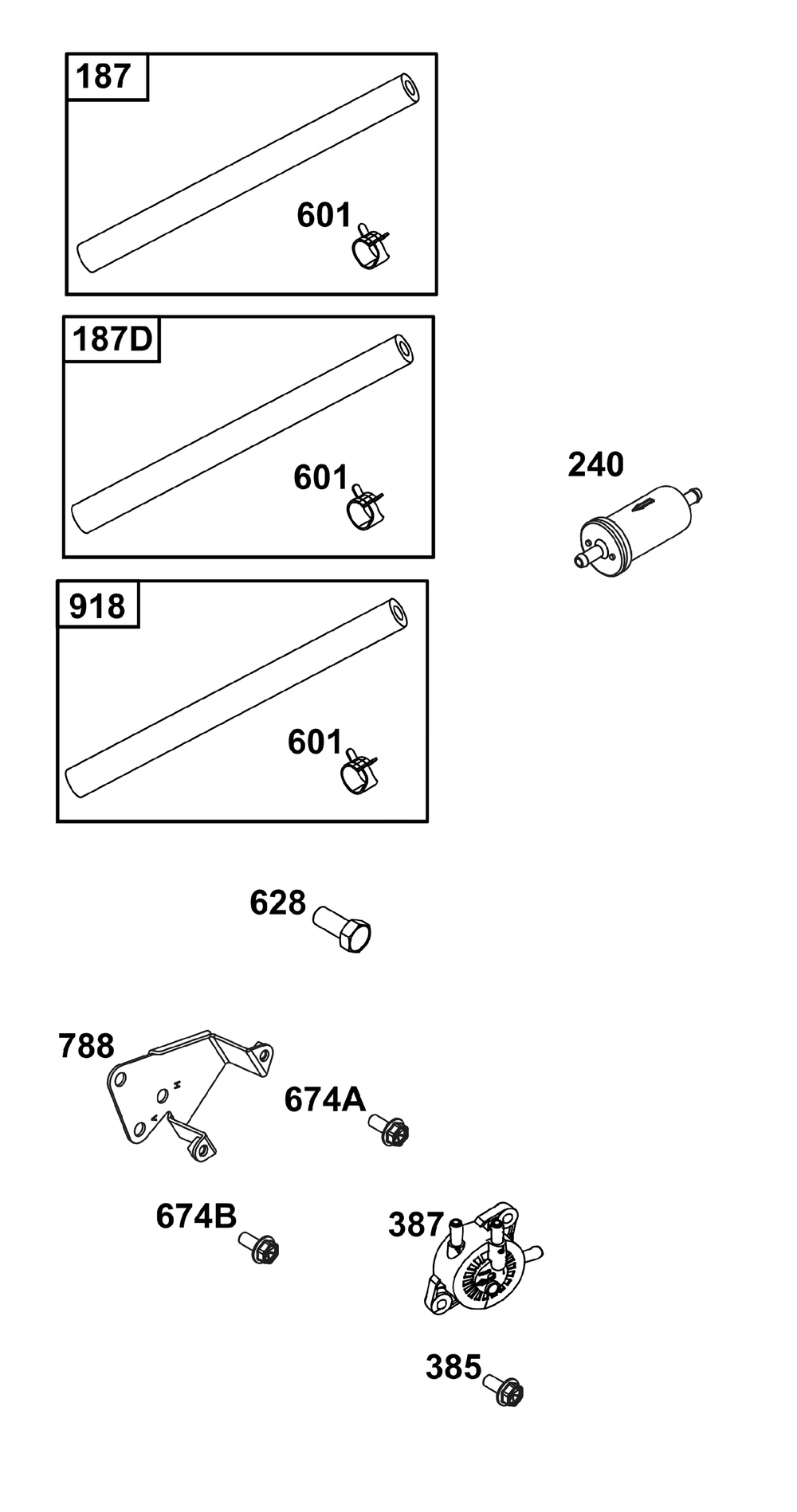 Fuel Supply Group Diagram and Parts List for 356447-0053-G1 200000 - 399999 Briggs and Stratton Engine